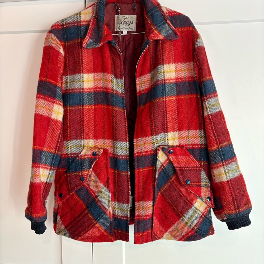 Red Plaid Jacket with Pockets